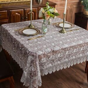 51" x 70"Vintage Lace Tablecloth Embroidered cover for Wedding Banquet Holiday